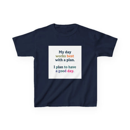 "My day works best with a plan. I plan to have a good day." - Kids Autism Awareness T-Shirt Printify