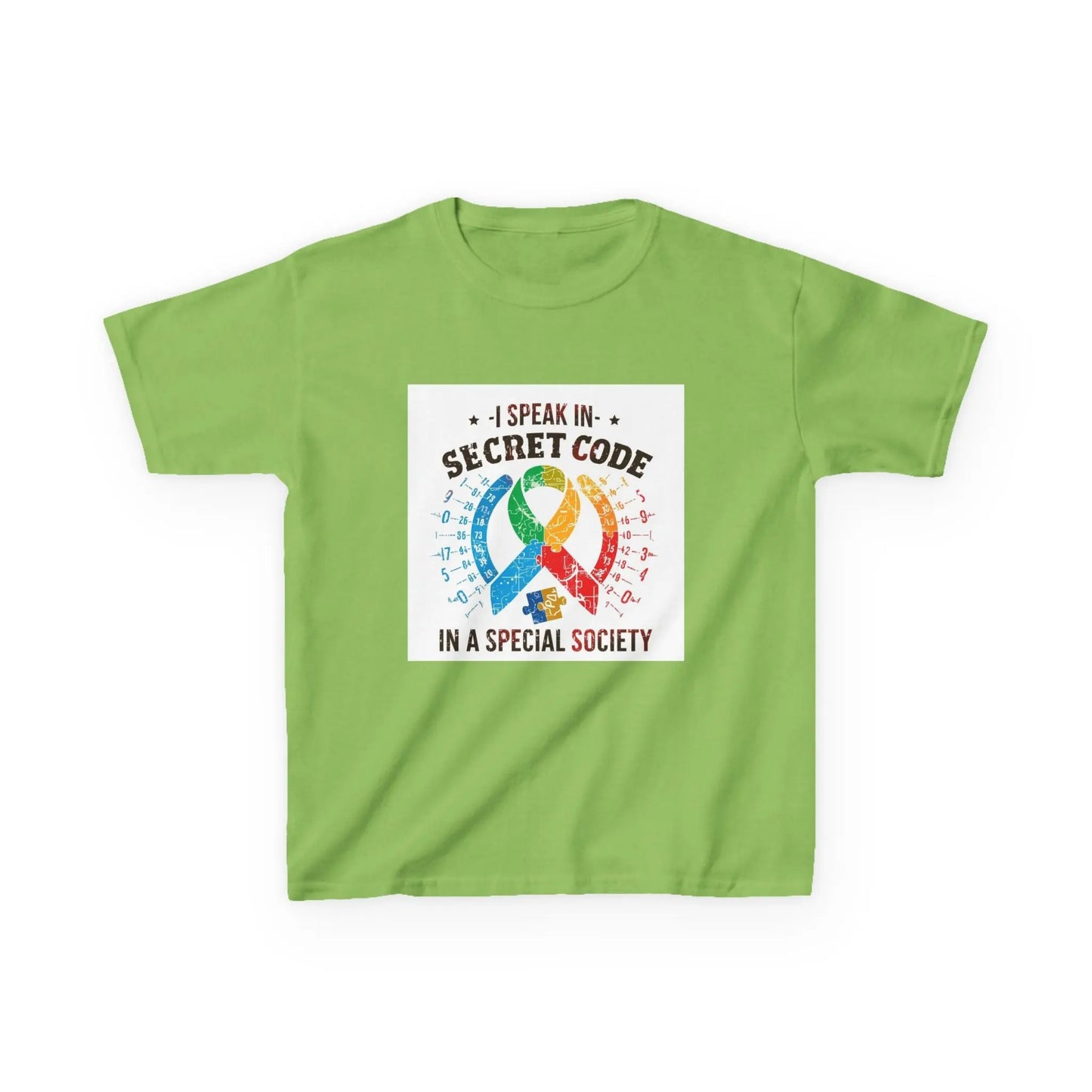 "I Speak in Secret Code in a Special Society" - Kids Autism Awareness T-Shirt Printify