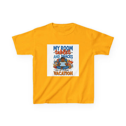 “My Room, Tablet and Snacks Are My Luxury Vacation” - Kids Autism Awareness T-Shirt Printify