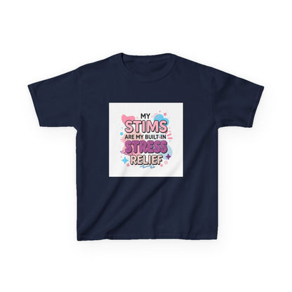 “My Stims Are My Built-In Stress Relief” - Kids Autism Awareness T-Shirt Printify