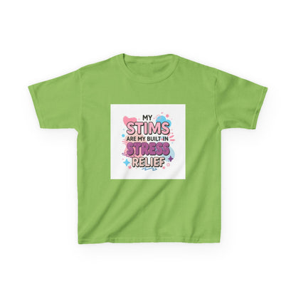 “My Stims Are My Built-In Stress Relief” - Kids Autism Awareness T-Shirt Printify
