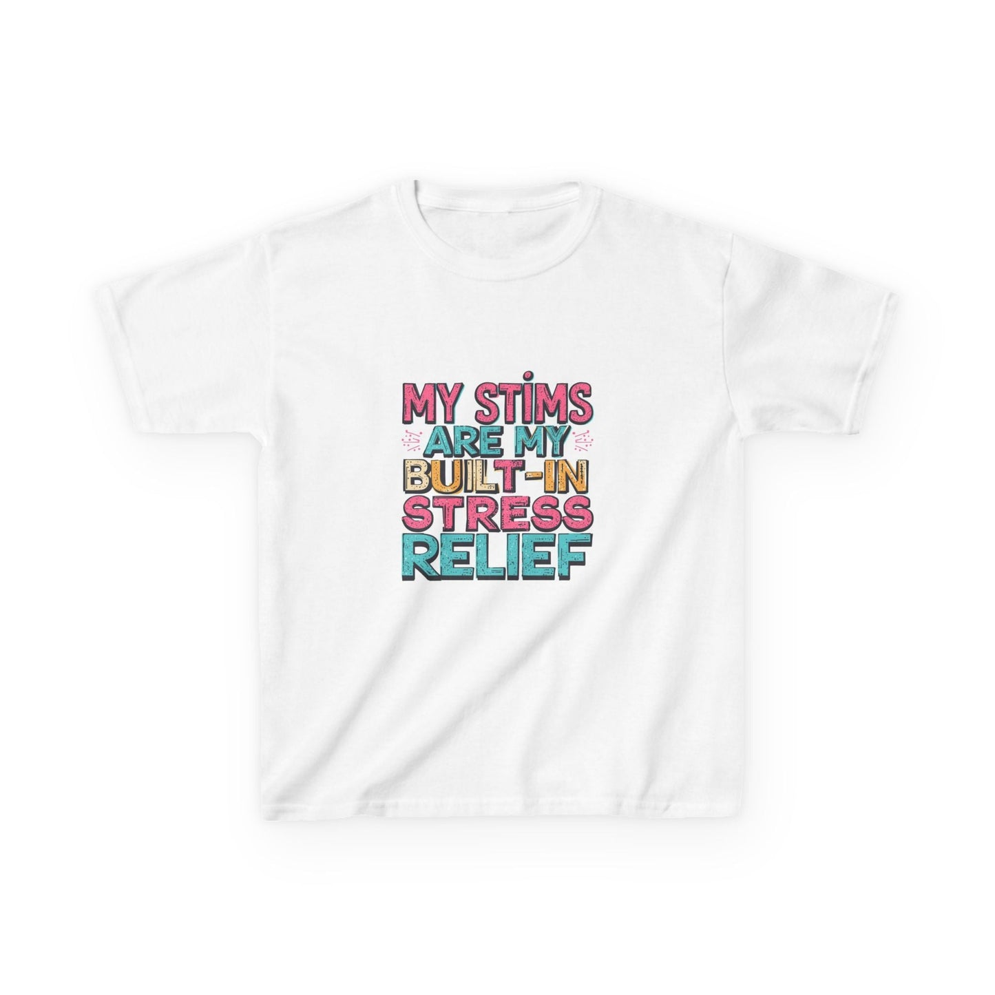 "My Stims Are My Built‑In Stress Relief" - Kids Autism Awareness T-Shirt Printify