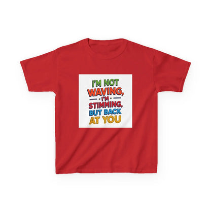 "I’m Not Waving, I’m Stimming, But Back At You" - Kids Autism Awareness T-Shirt Printify