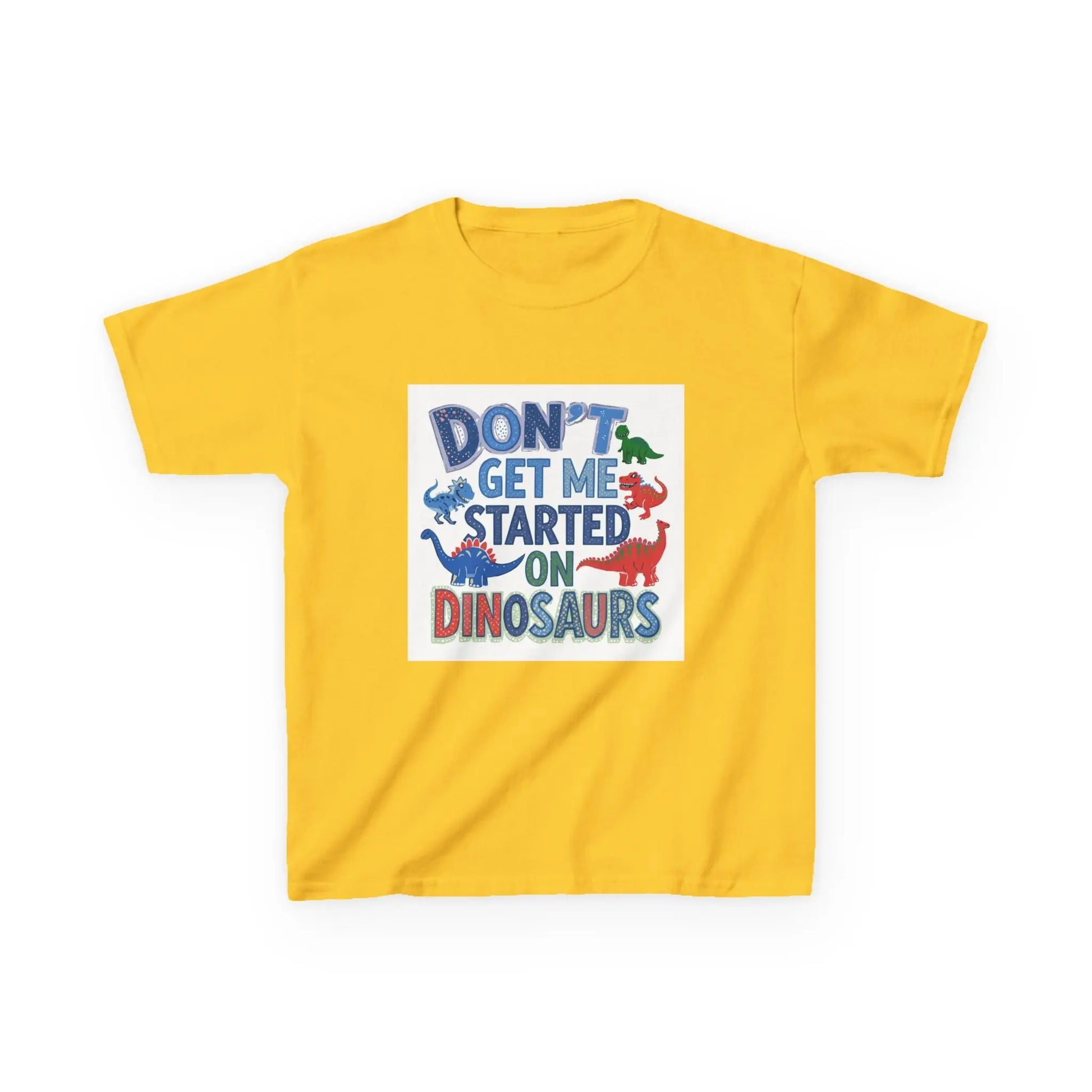 Kids Autism Awareness T-Shirt — "Don't Get Me Started on Dinosaurs" Colorful Dino Graphic Printify