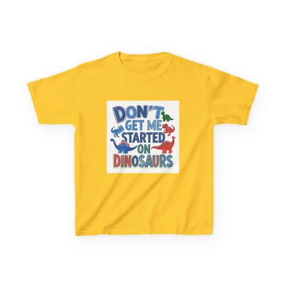 Kids Autism Awareness T-Shirt — "Don't Get Me Started on Dinosaurs" Colorful Dino Graphic Printify