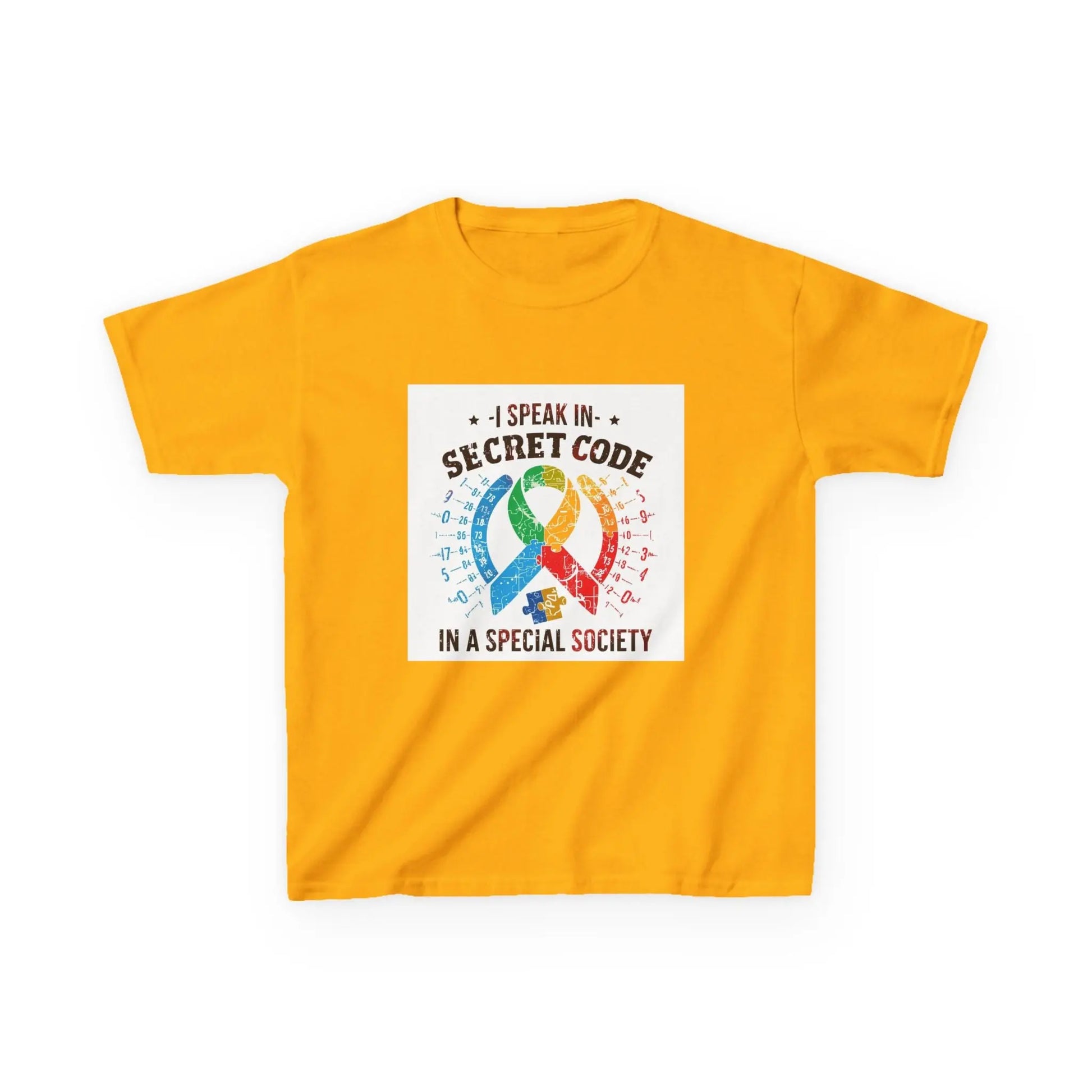 "I Speak in Secret Code in a Special Society" - Kids Autism Awareness T-Shirt Printify