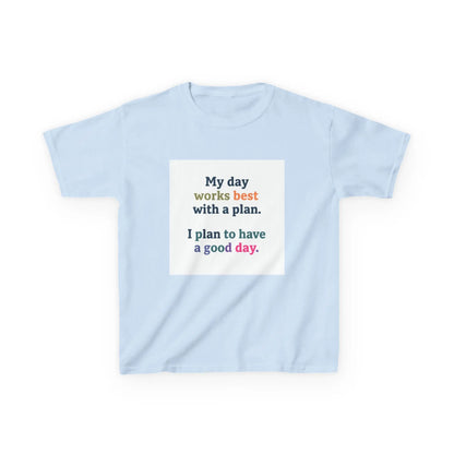 "My day works best with a plan. I plan to have a good day." - Kids Autism Awareness T-Shirt Printify