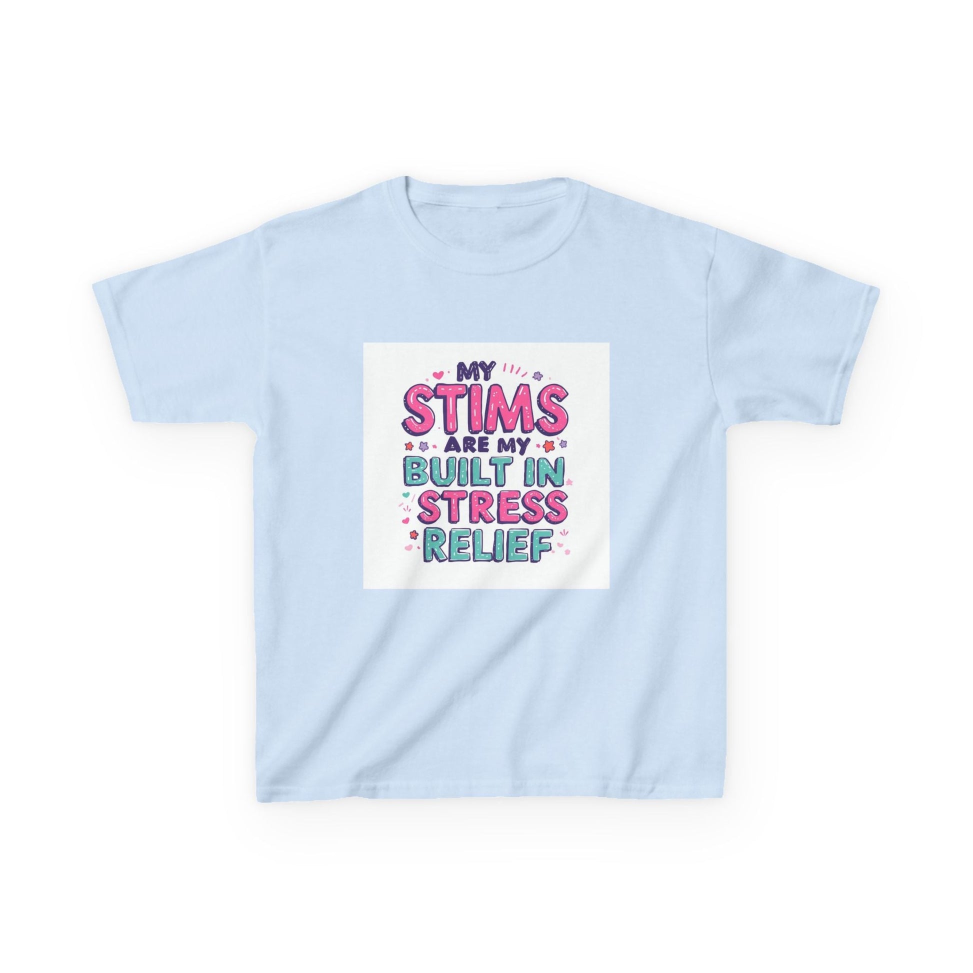 "My Stims Are My Built-In Stress Relief" - Kids Autism Awareness T-Shirt Printify