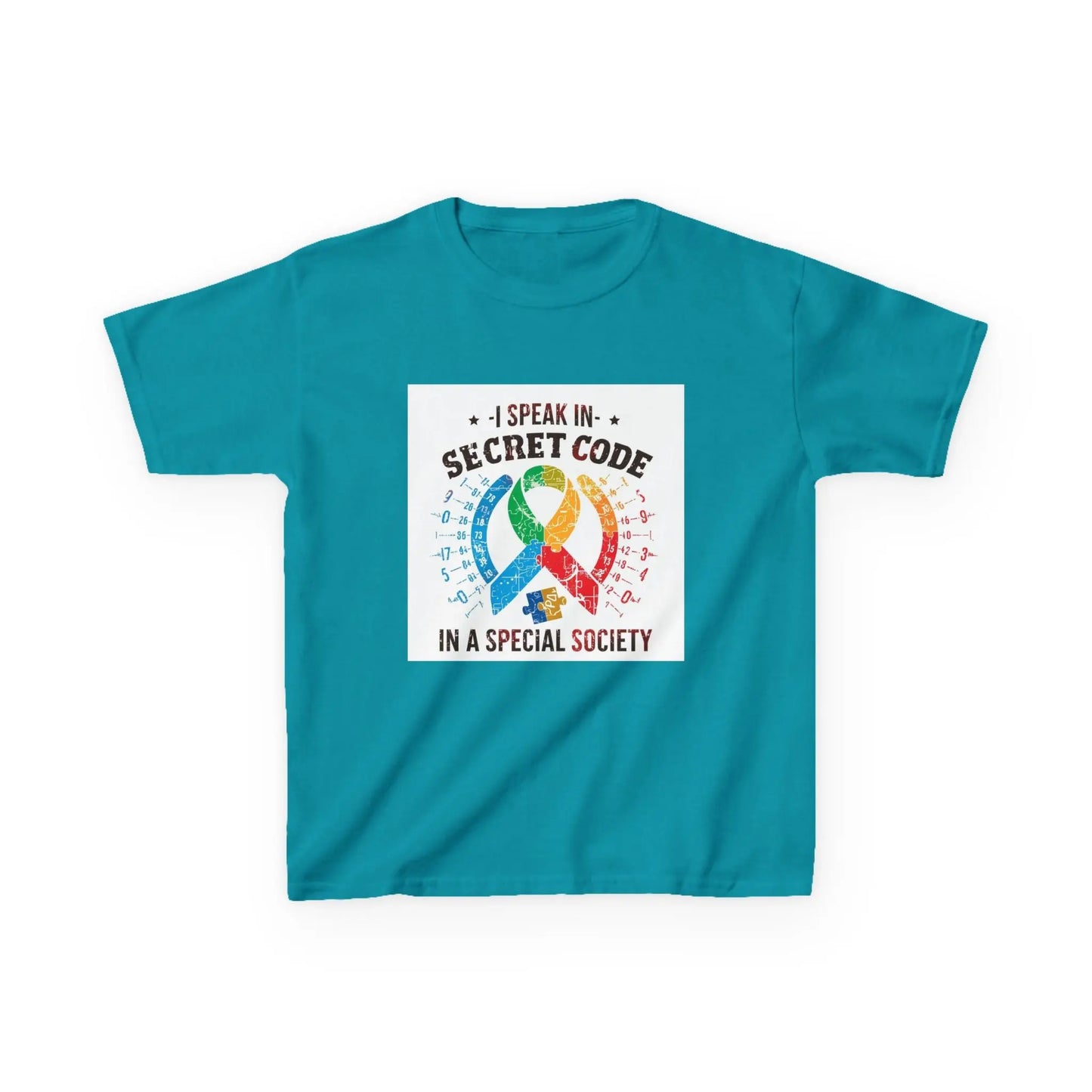 "I Speak in Secret Code in a Special Society" - Kids Autism Awareness T-Shirt Printify