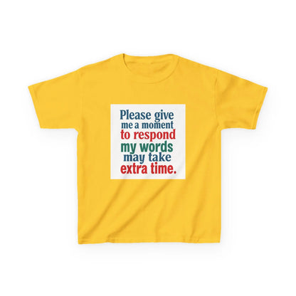“Please give me a moment to respond” - Kids Autism Awareness T-Shirt Printify