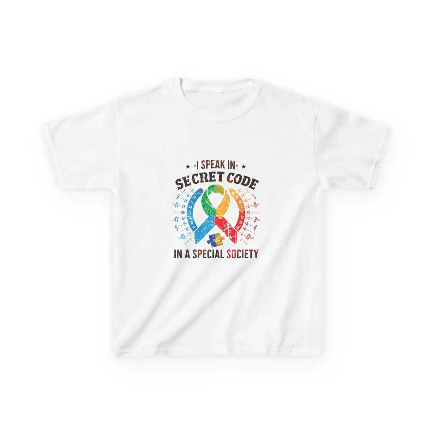 "I Speak in Secret Code in a Special Society" - Kids Autism Awareness T-Shirt Printify