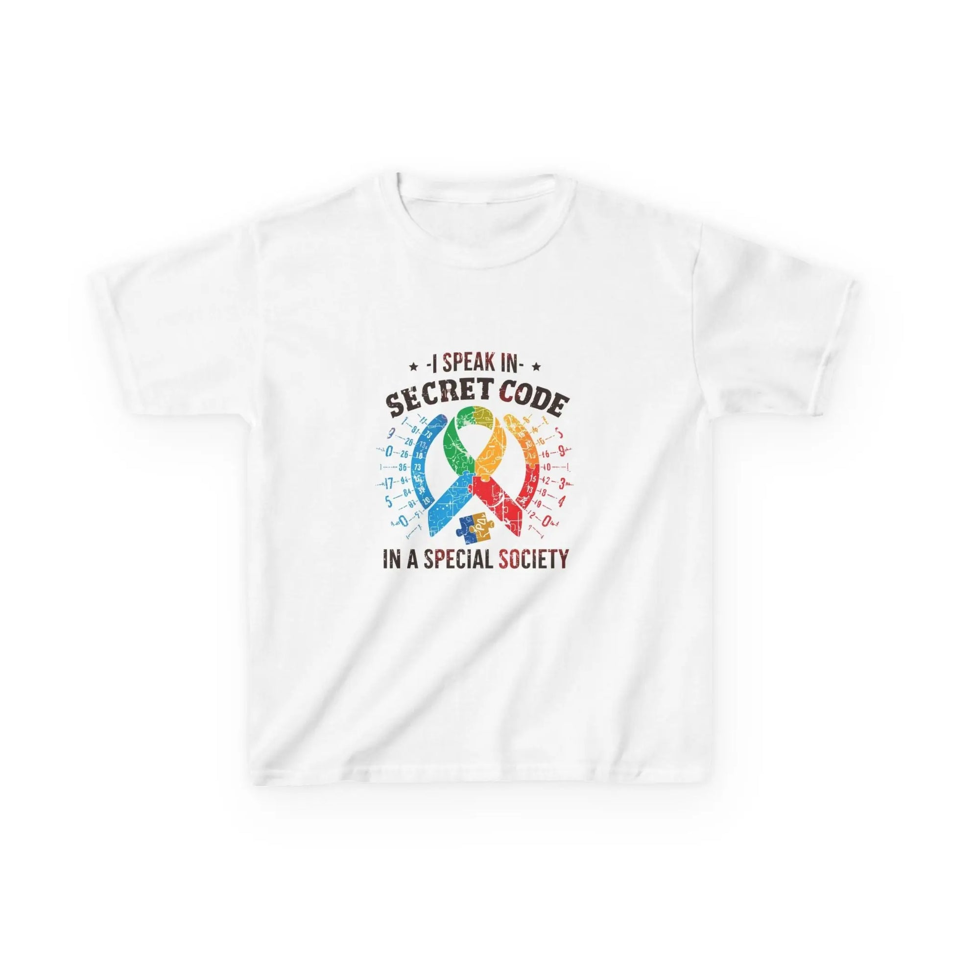 "I Speak in Secret Code in a Special Society" - Kids Autism Awareness T-Shirt Printify