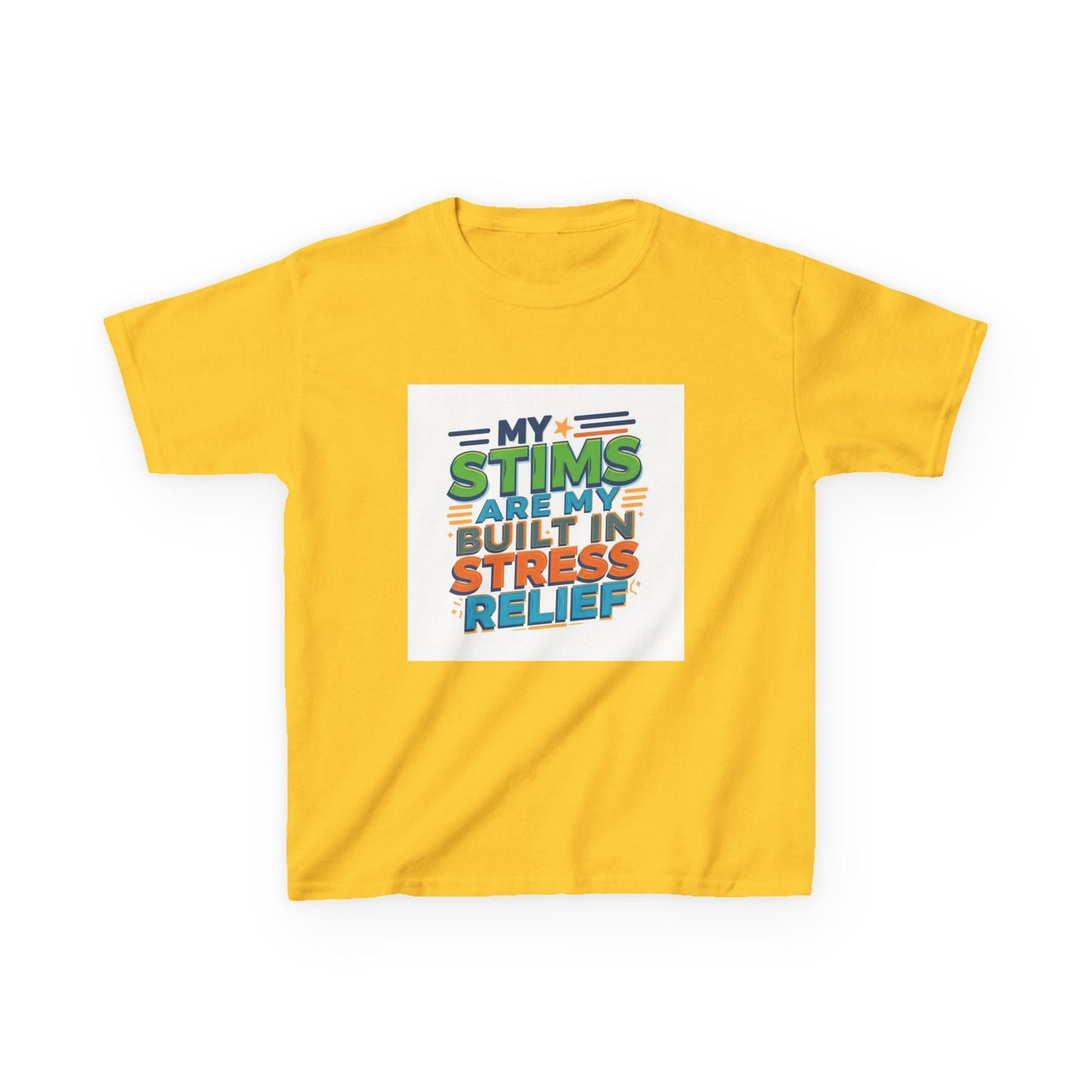 "My Stims Are My Built-In Stress Relief" - Kids Autism Awareness T-Shirt Printify