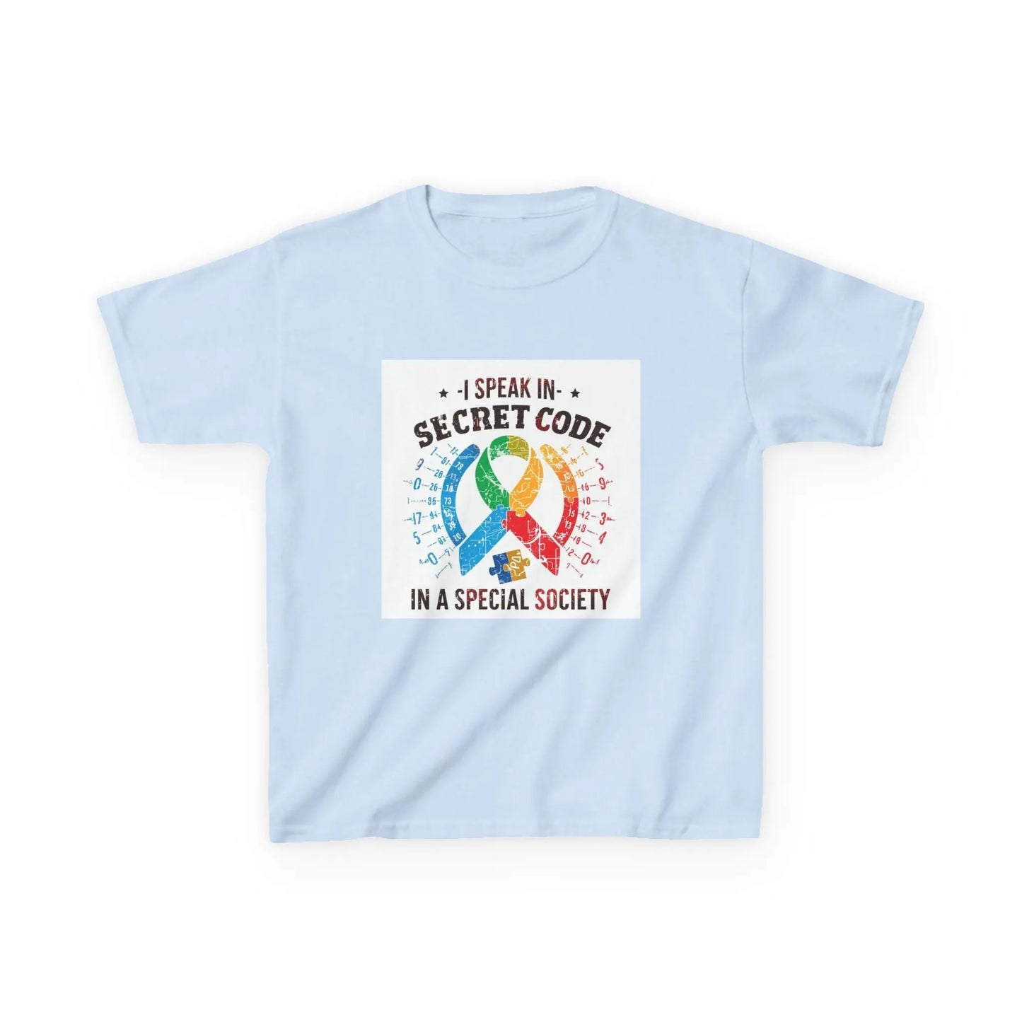 "I Speak in Secret Code in a Special Society" - Kids Autism Awareness T-Shirt Printify