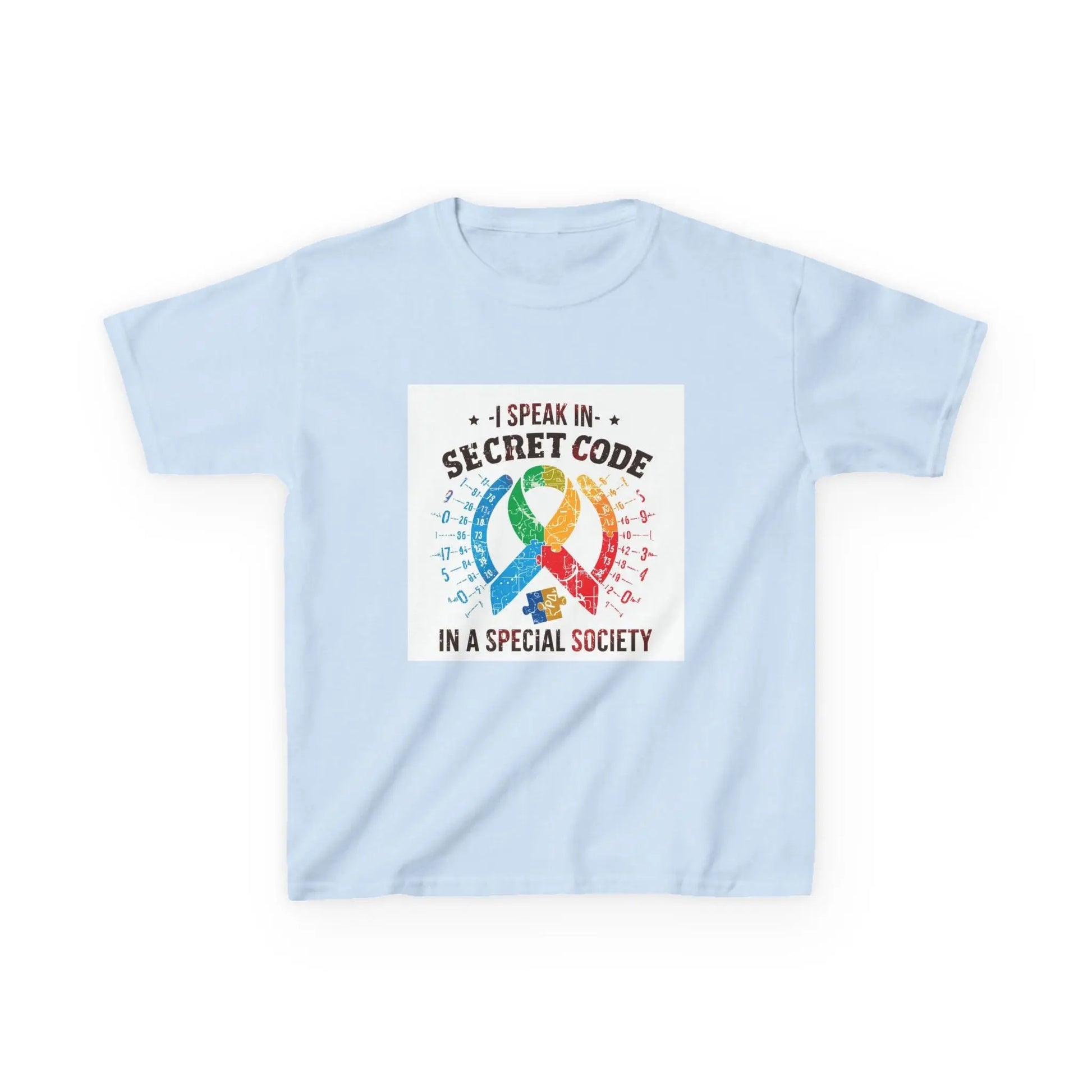 "I Speak in Secret Code in a Special Society" - Kids Autism Awareness T-Shirt Printify