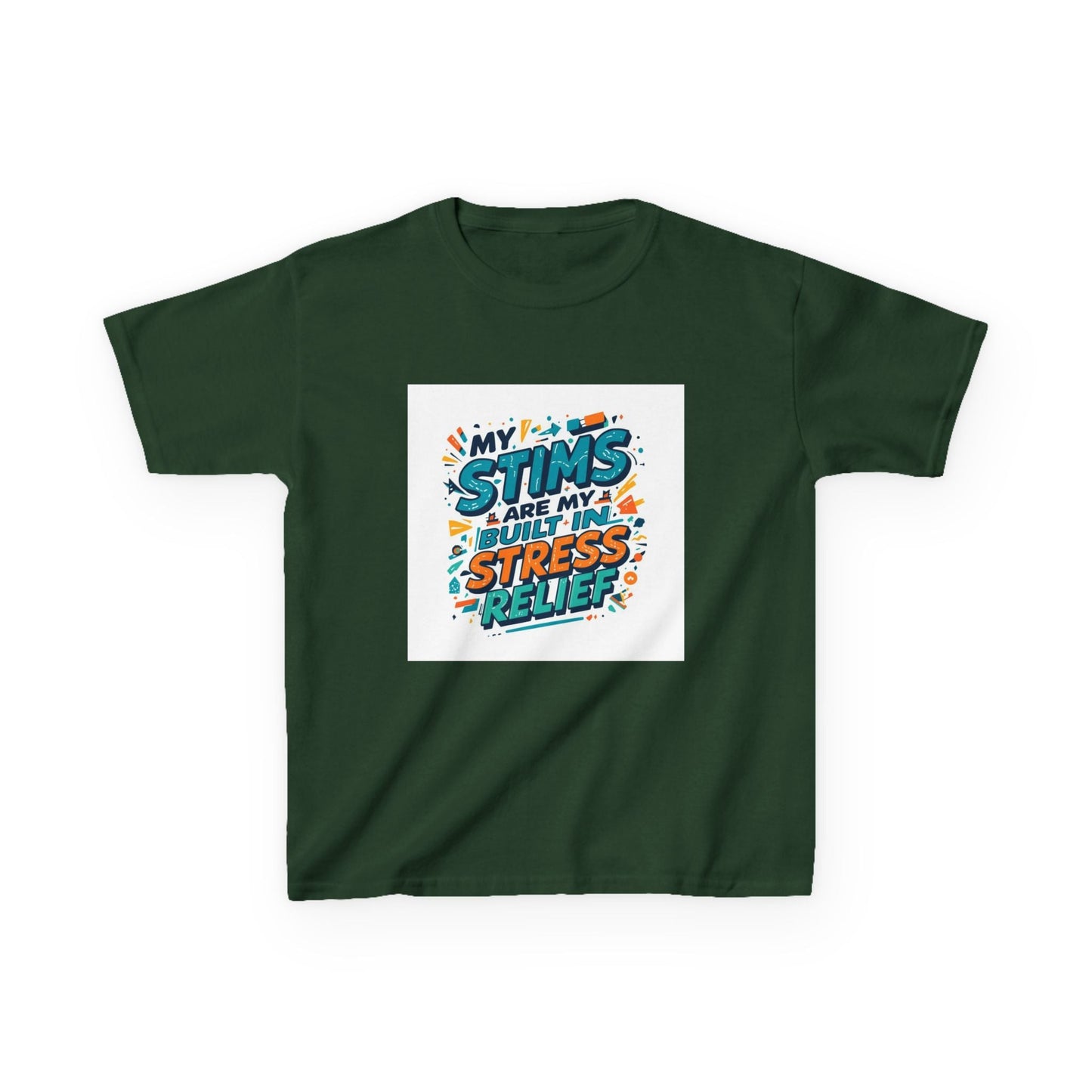 “My Stims Are My Superpower: Stress Relief” - Kids Autism Awareness T-Shirt Printify