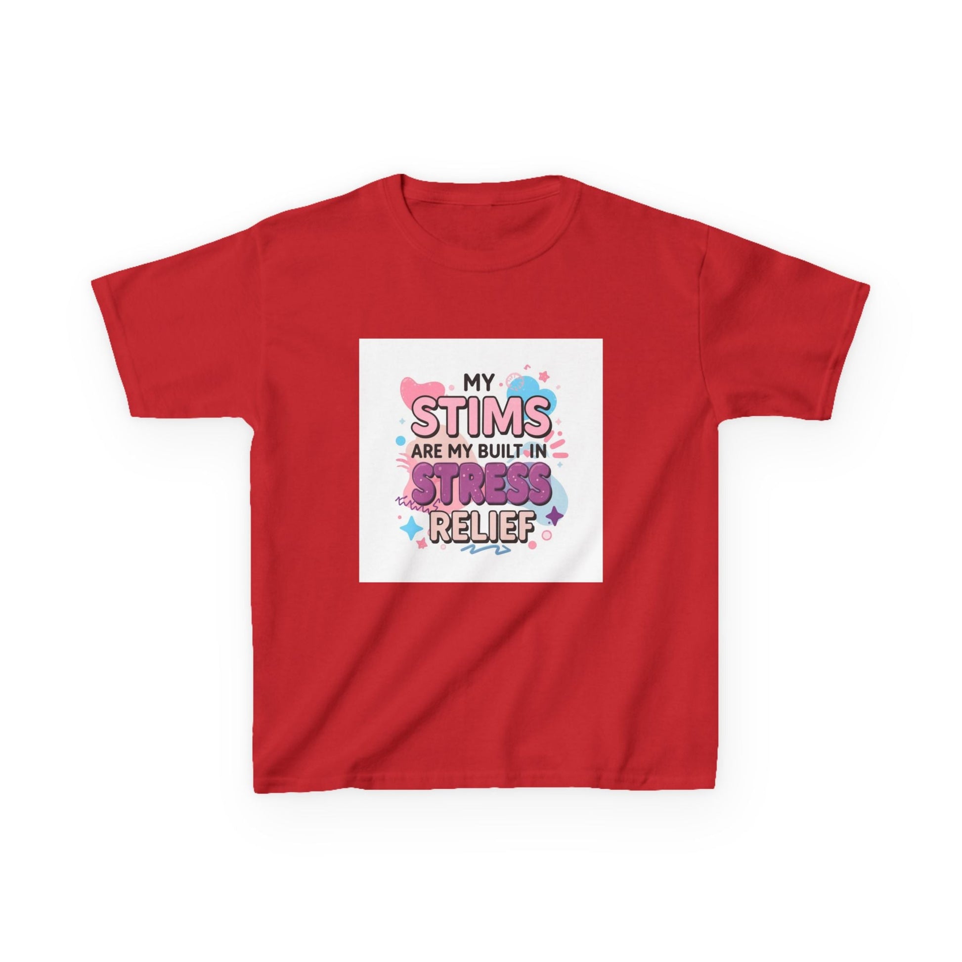 “My Stims Are My Built-In Stress Relief” - Kids Autism Awareness T-Shirt Printify