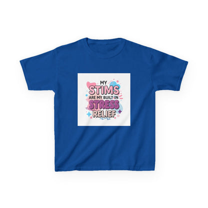 “My Stims Are My Built-In Stress Relief” - Kids Autism Awareness T-Shirt Printify