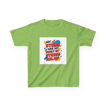 "My Stims Are My Built-in Stress Relief"- Kids Autism Awareness T-Shirt Printify