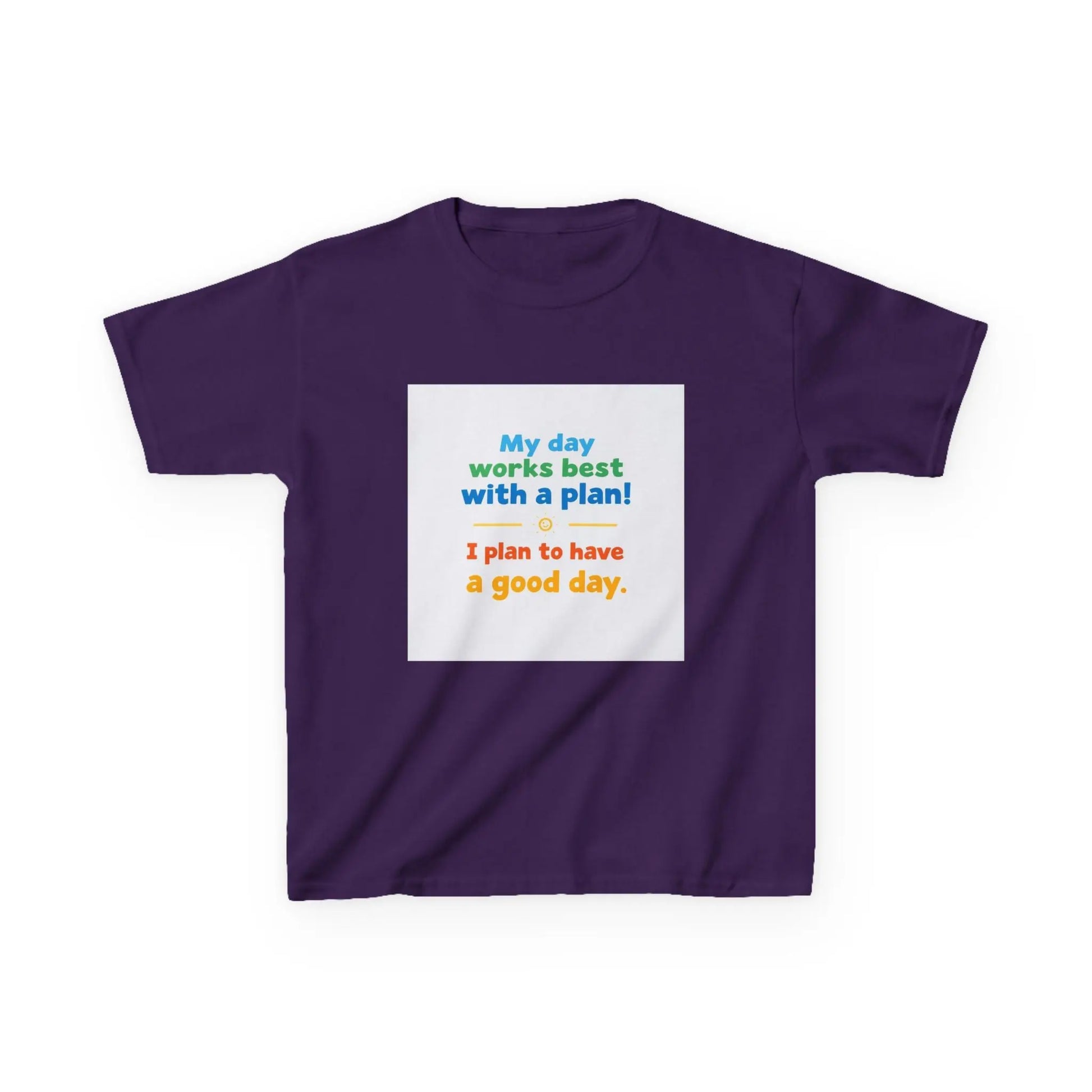 "My day works best with a plan! I plan to have a good day." - Kids Autism Awareness T-Shirt Printify