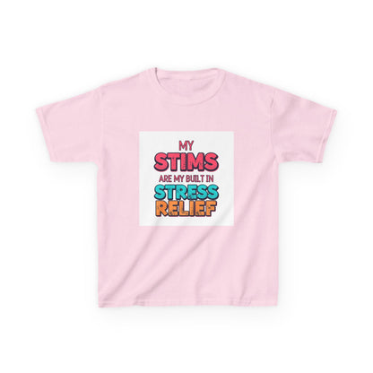 "My Stims Are My Built-In Stress Relief" - Kids Autism Awareness T-Shirt Printify