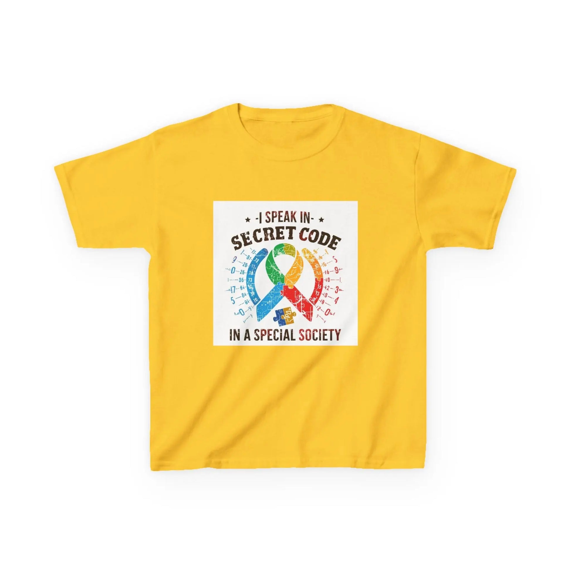 "I Speak in Secret Code in a Special Society" - Kids Autism Awareness T-Shirt Printify