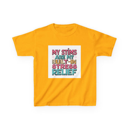 "My Stims Are My Built‑In Stress Relief" - Kids Autism Awareness T-Shirt Printify