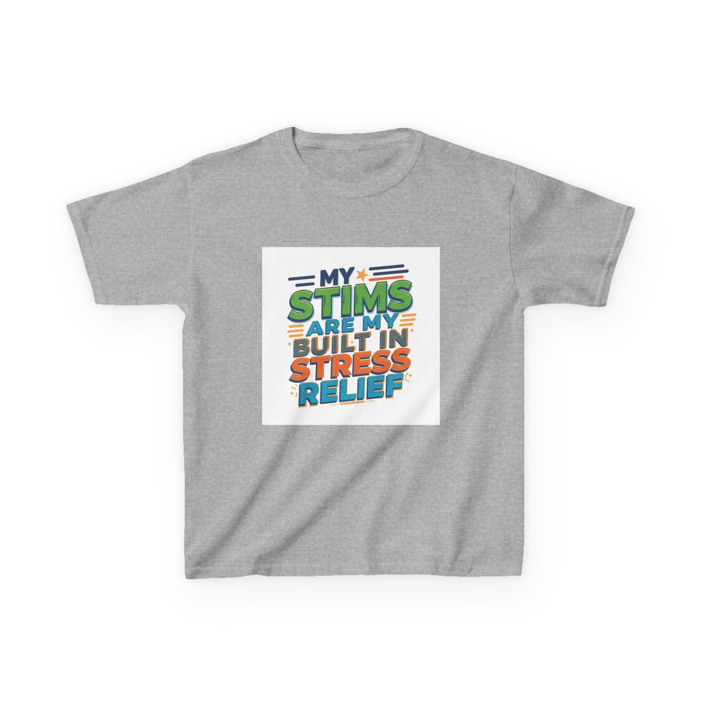 "My Stims Are My Built-In Stress Relief" - Kids Autism Awareness T-Shirt Printify