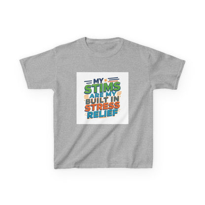 "My Stims Are My Built-In Stress Relief" - Kids Autism Awareness T-Shirt Printify