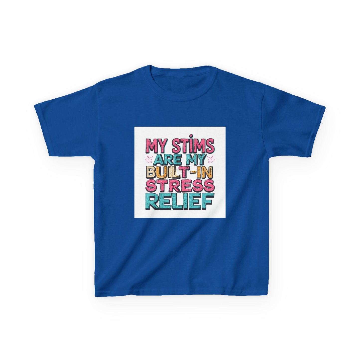 "My Stims Are My Built‑In Stress Relief" - Kids Autism Awareness T-Shirt Printify