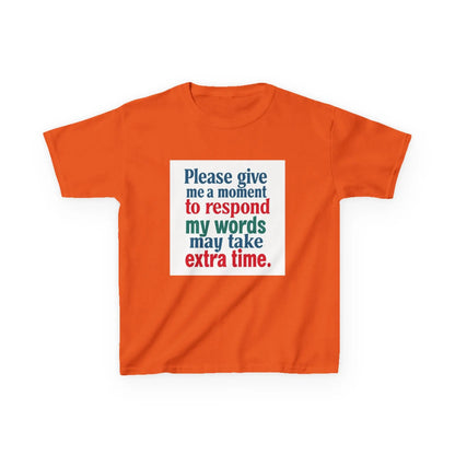 “Please give me a moment to respond” - Kids Autism Awareness T-Shirt Printify