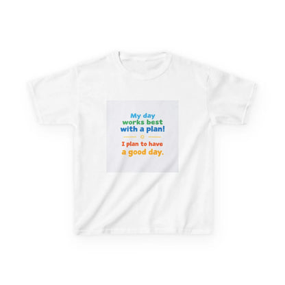 "My day works best with a plan! I plan to have a good day." - Kids Autism Awareness T-Shirt Printify