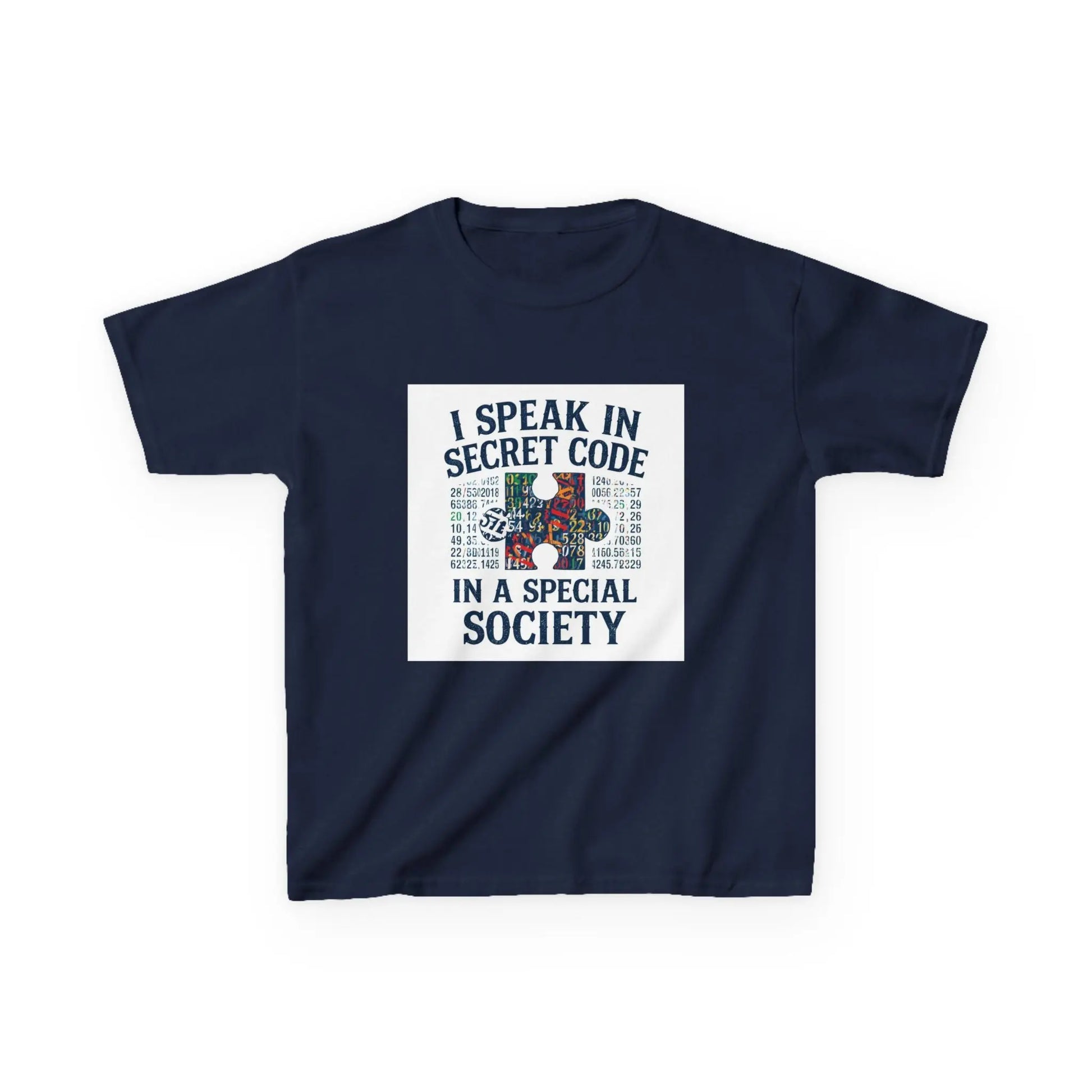 "I Speak in Secret Code in a Special Society" - Kids Autism Awareness T-Shirt Printify