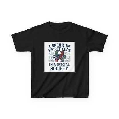 "I Speak in Secret Code in a Special Society" - Kids Autism Awareness T-Shirt Printify