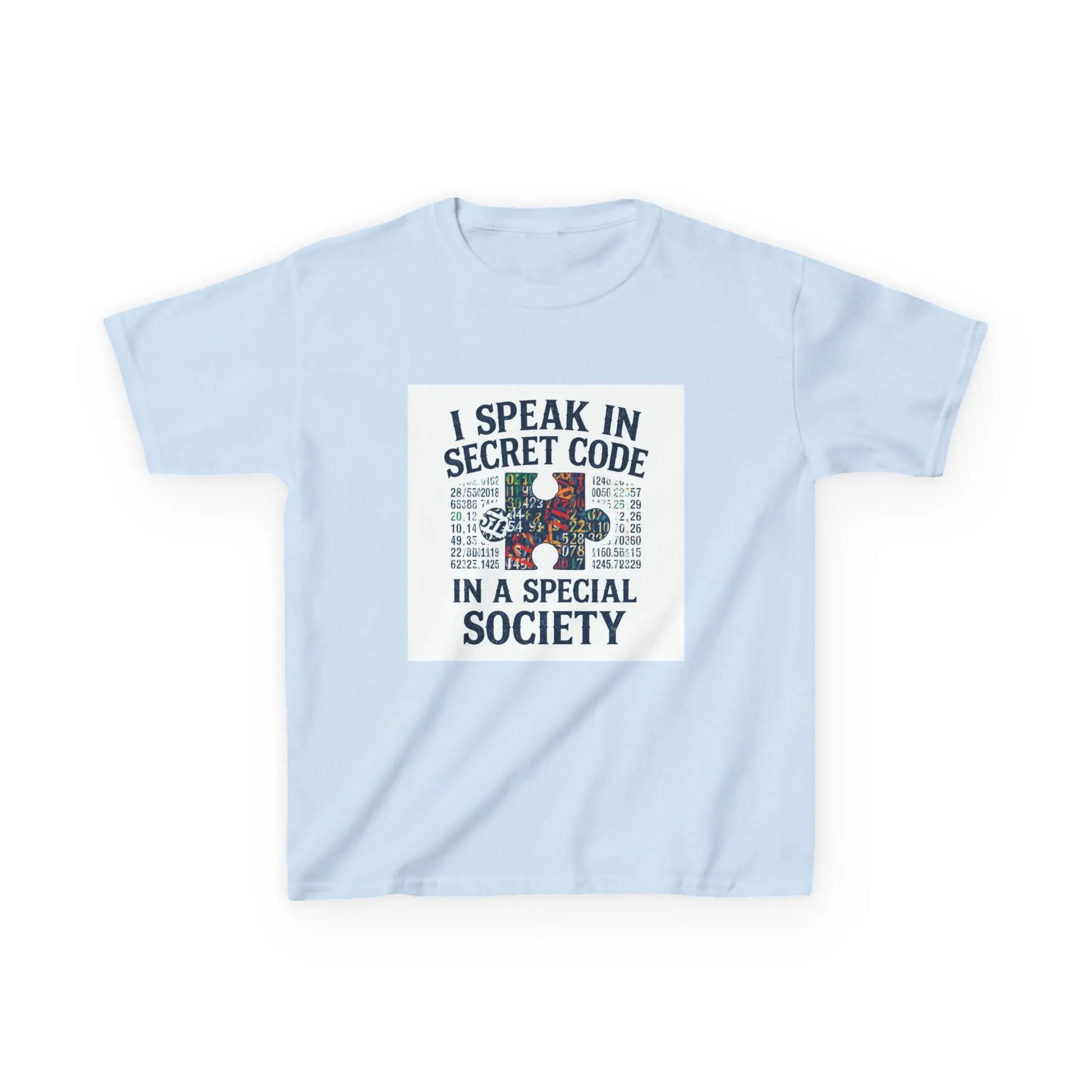 "I Speak in Secret Code in a Special Society" - Kids Autism Awareness T-Shirt Printify