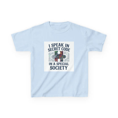 "I Speak in Secret Code in a Special Society" - Kids Autism Awareness T-Shirt Printify