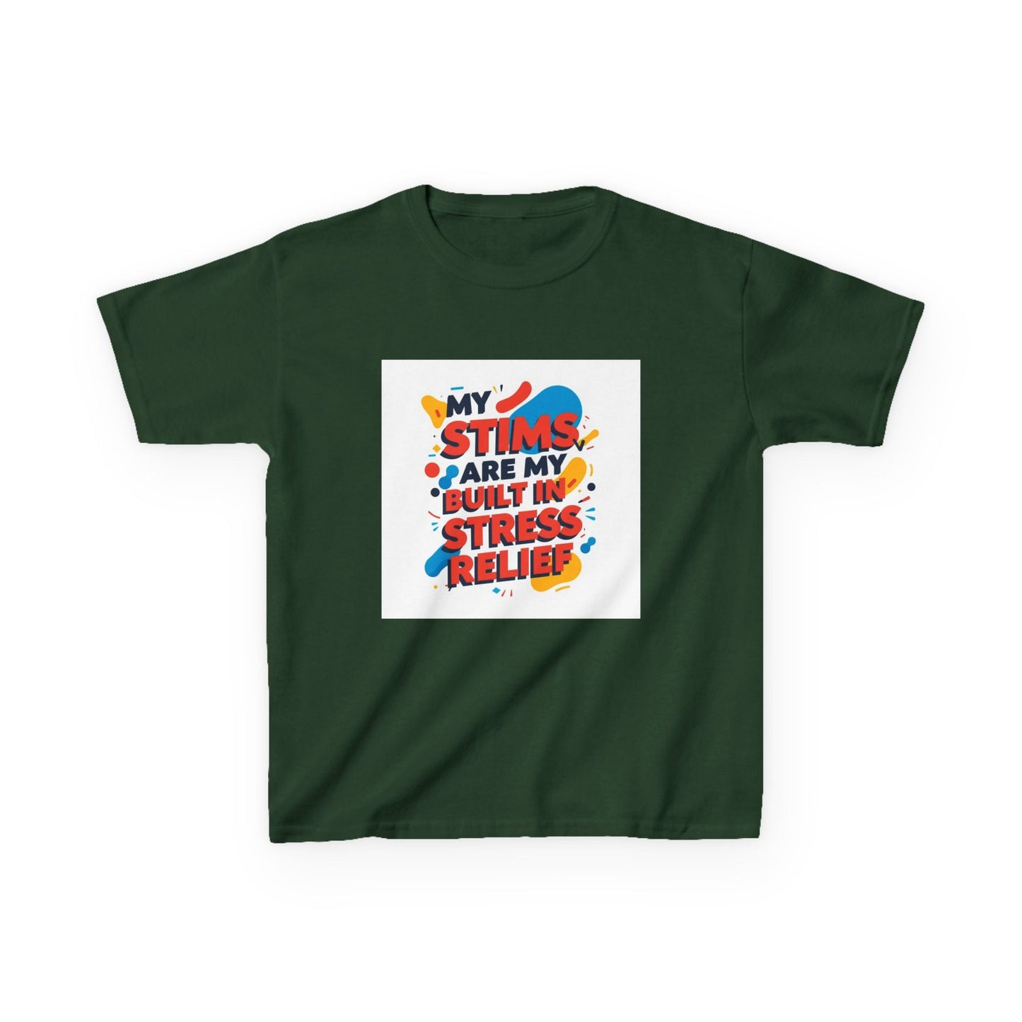 "My Stims Are My Built-in Stress Relief"- Kids Autism Awareness T-Shirt Printify