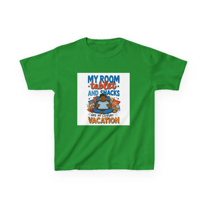“My Room, Tablet and Snacks Are My Luxury Vacation” - Kids Autism Awareness T-Shirt Printify