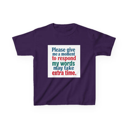 “Please give me a moment to respond” - Kids Autism Awareness T-Shirt Printify