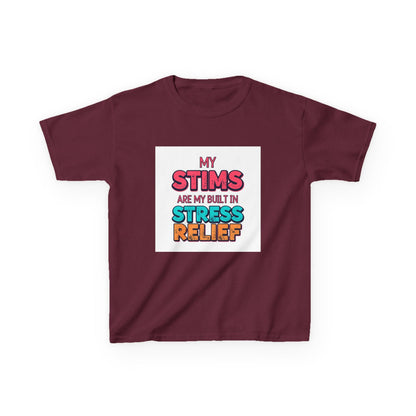 "My Stims Are My Built-In Stress Relief" - Kids Autism Awareness T-Shirt Printify
