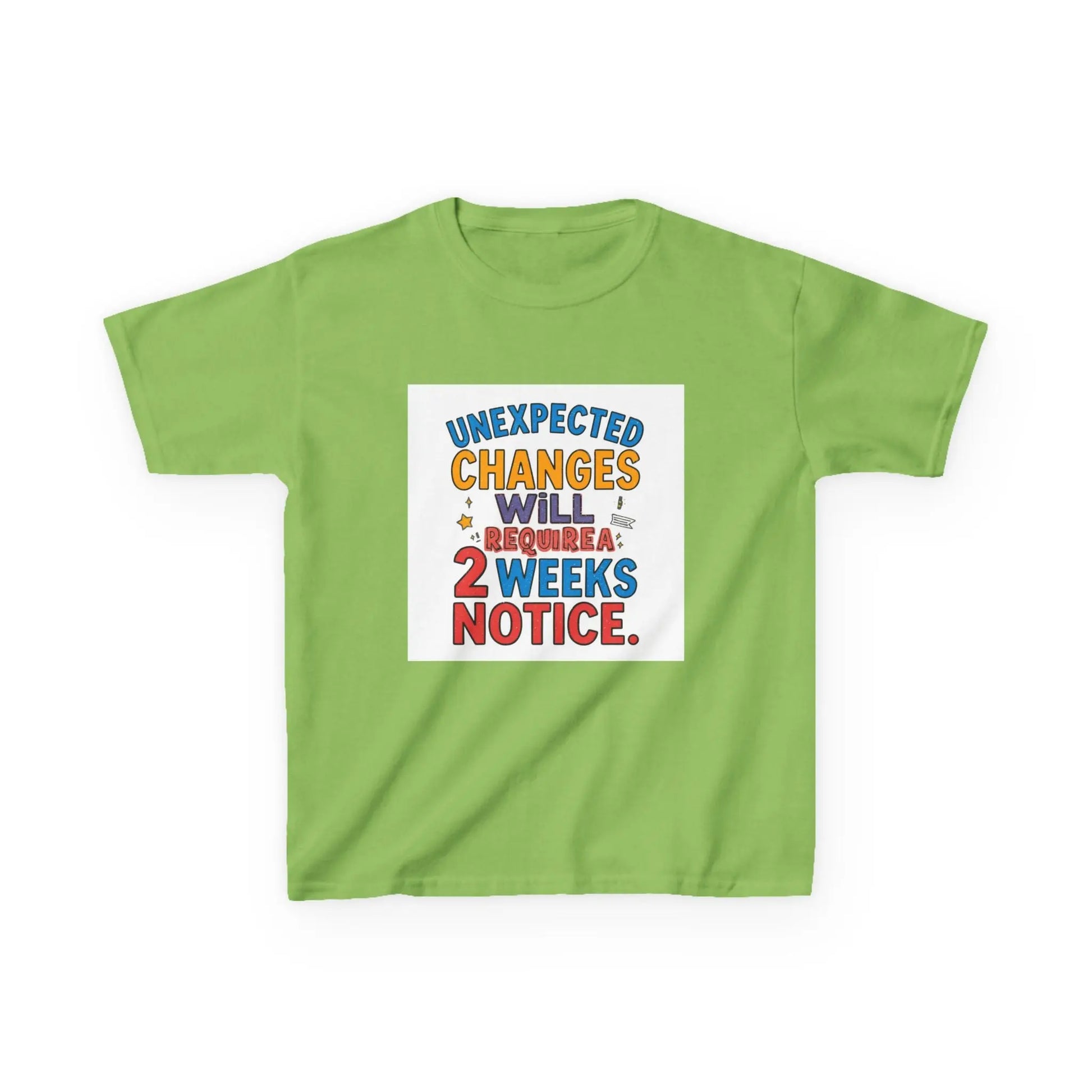 "Unexpected Changes Will Require 2 Weeks Notice" - Kids Autism Awareness T-Shirt Printify
