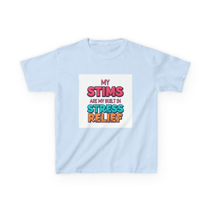 "My Stims Are My Built-In Stress Relief" - Kids Autism Awareness T-Shirt Printify