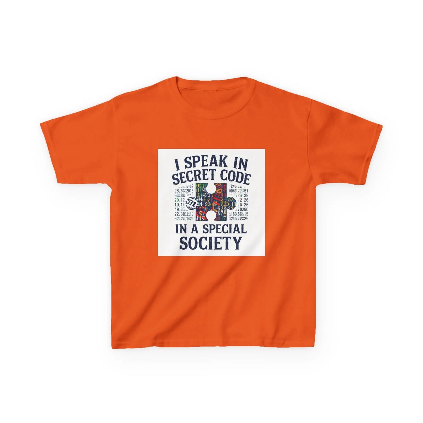 "I Speak in Secret Code in a Special Society" - Kids Autism Awareness T-Shirt Printify