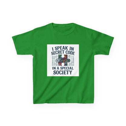 "I Speak in Secret Code in a Special Society" - Kids Autism Awareness T-Shirt Printify