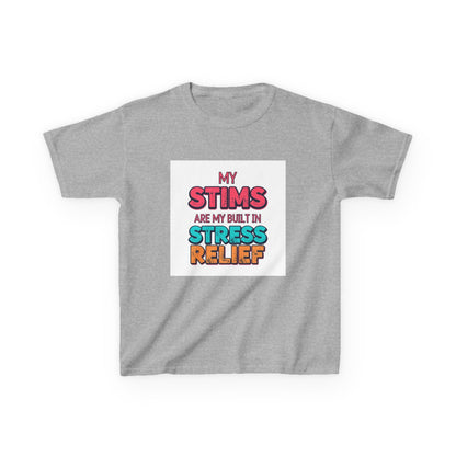 "My Stims Are My Built-In Stress Relief" - Kids Autism Awareness T-Shirt Printify