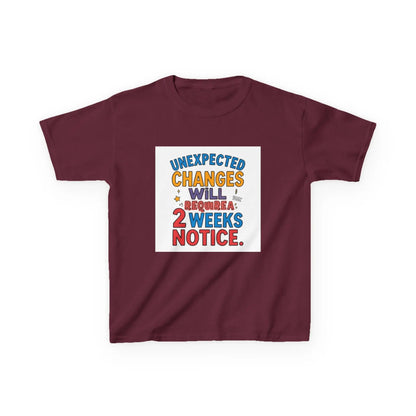 "Unexpected Changes Will Require 2 Weeks Notice" - Kids Autism Awareness T-Shirt Printify