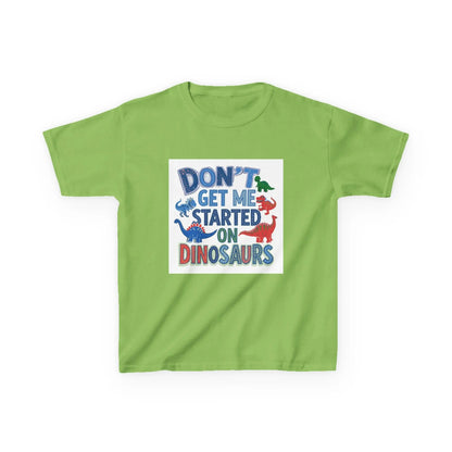 Kids Autism Awareness T-Shirt — "Don't Get Me Started on Dinosaurs" Colorful Dino Graphic Printify