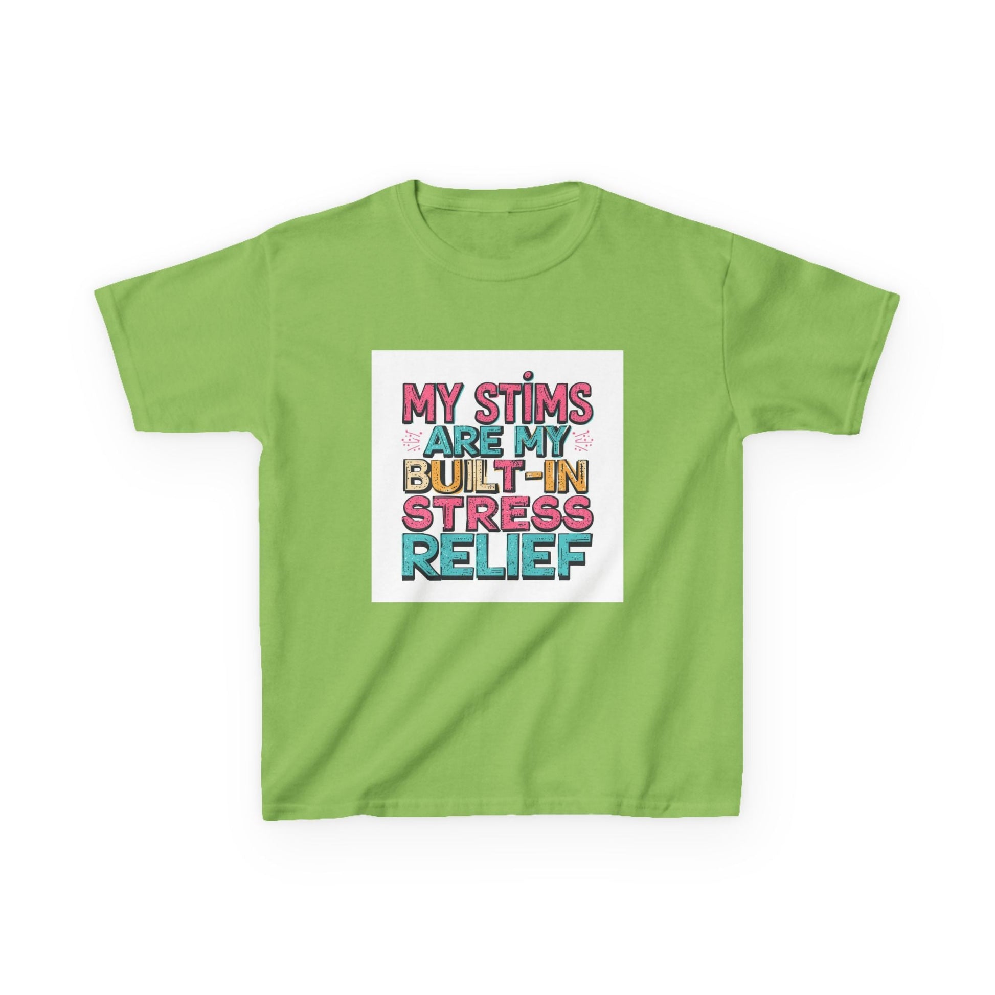 "My Stims Are My Built‑In Stress Relief" - Kids Autism Awareness T-Shirt Printify
