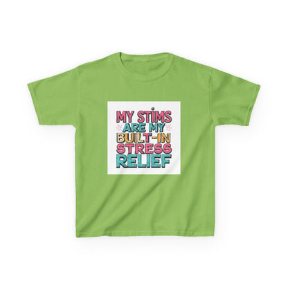 "My Stims Are My Built‑In Stress Relief" - Kids Autism Awareness T-Shirt Printify