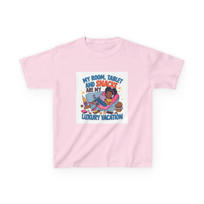 "My Room, Tablet and Snacks Are My Luxury Vacation" - Kids Autism Awareness T-Shirt Printify
